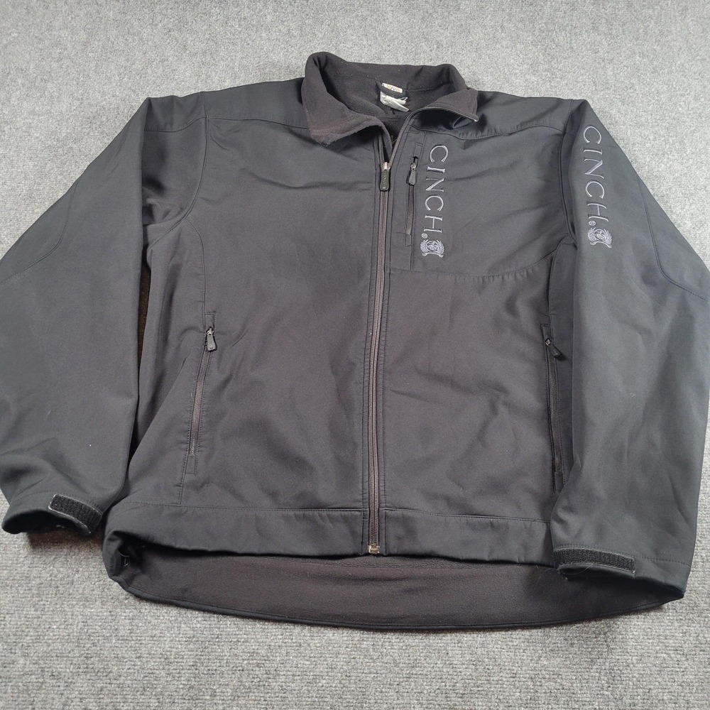 Cinch Jacket Mens 2XL Black Softshell Fleece Lined Full Zip Western Outdoor